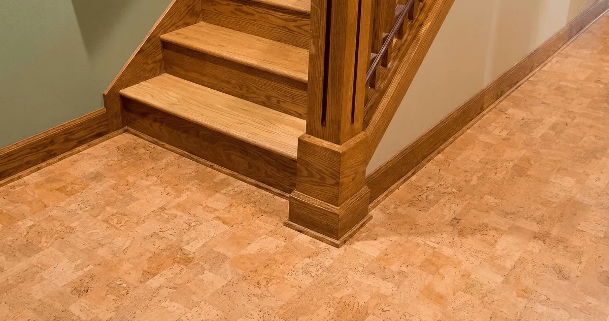 End of a staircase with cork flooring in Mesa, AZ