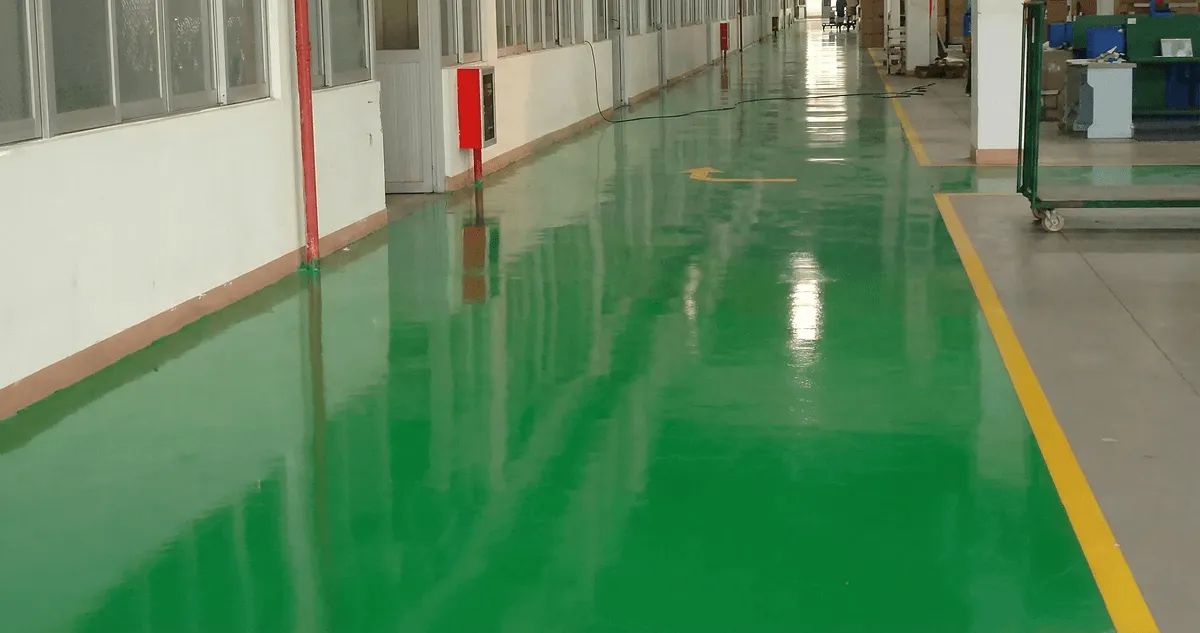 A factory floor professionally covered and marked with epoxy flooring in Mesa, AZ