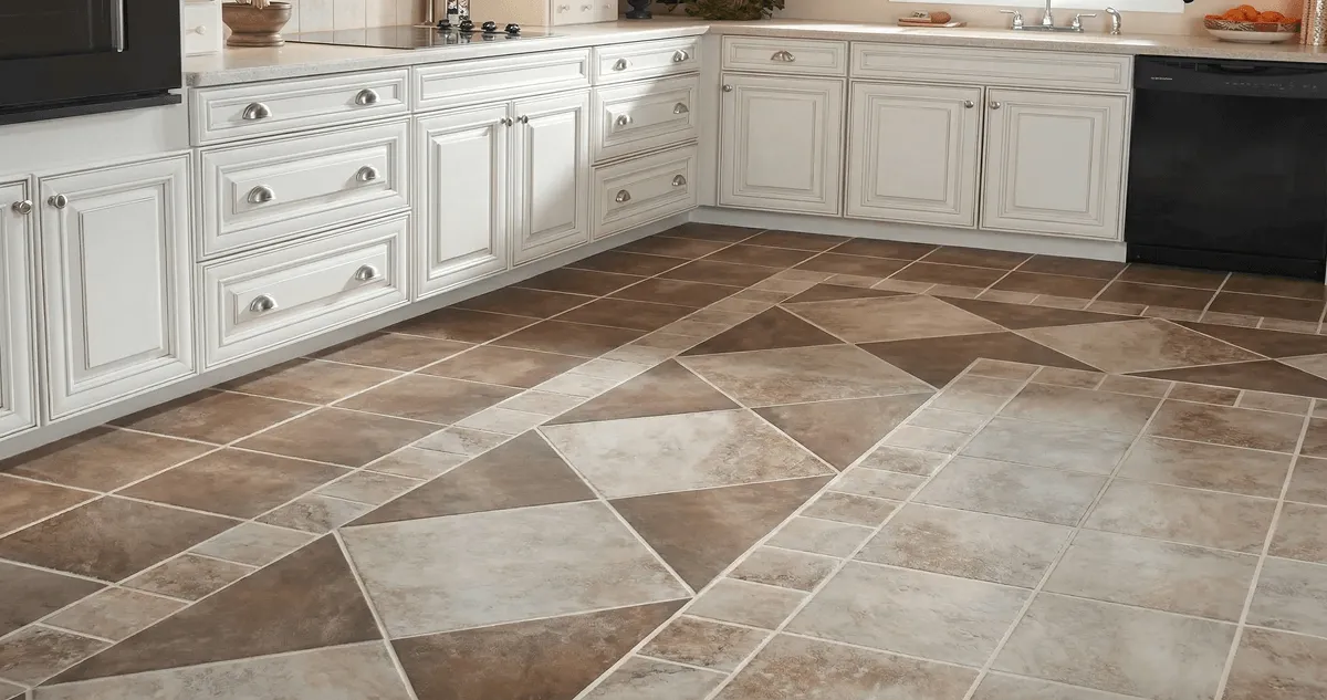 Kitchen with white cabinets and a professionally installed tile floor in Mesa, AZ